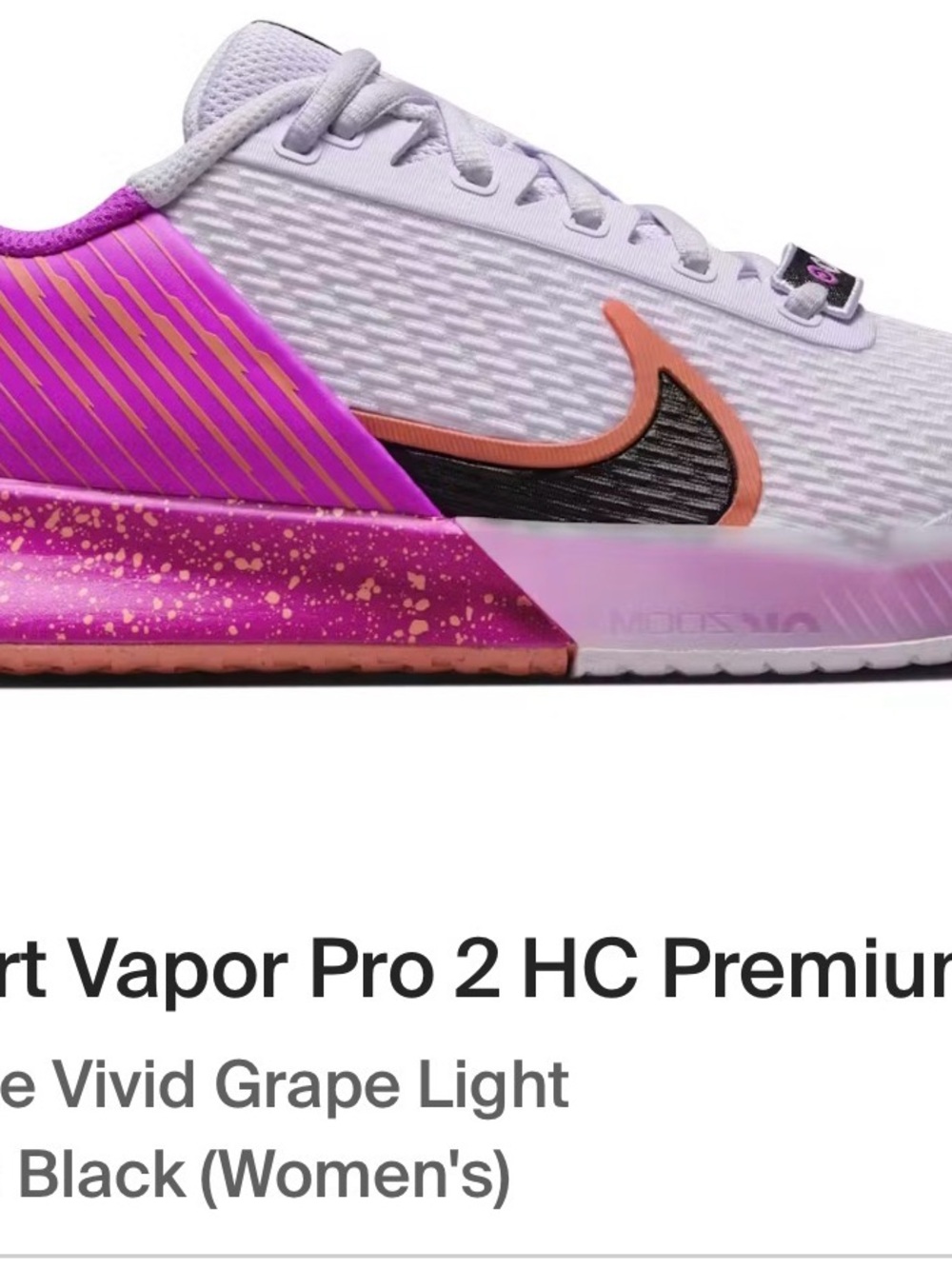 Nike vapor pro2 premium Women’s lavendar & Pink hard court tennis shoes